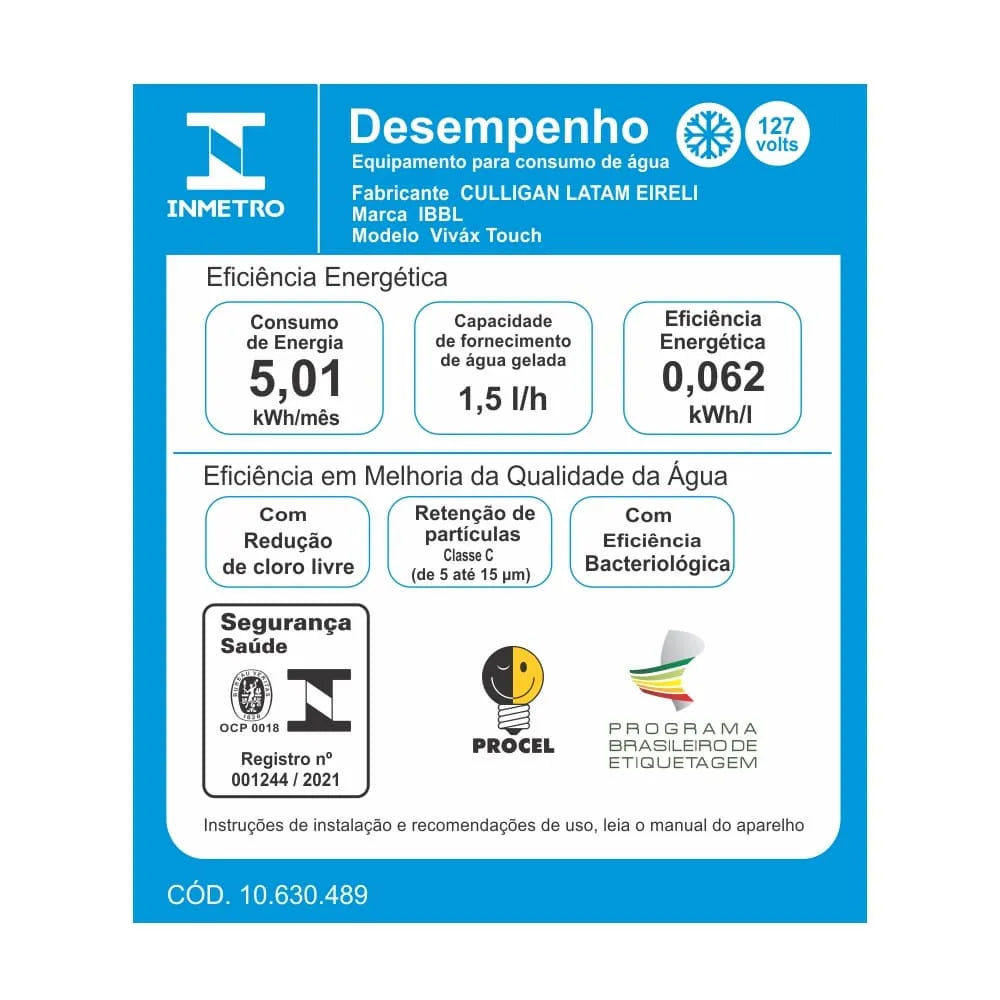 Purificador de Água Viváx Touch com Compressor Prata BIVOLT