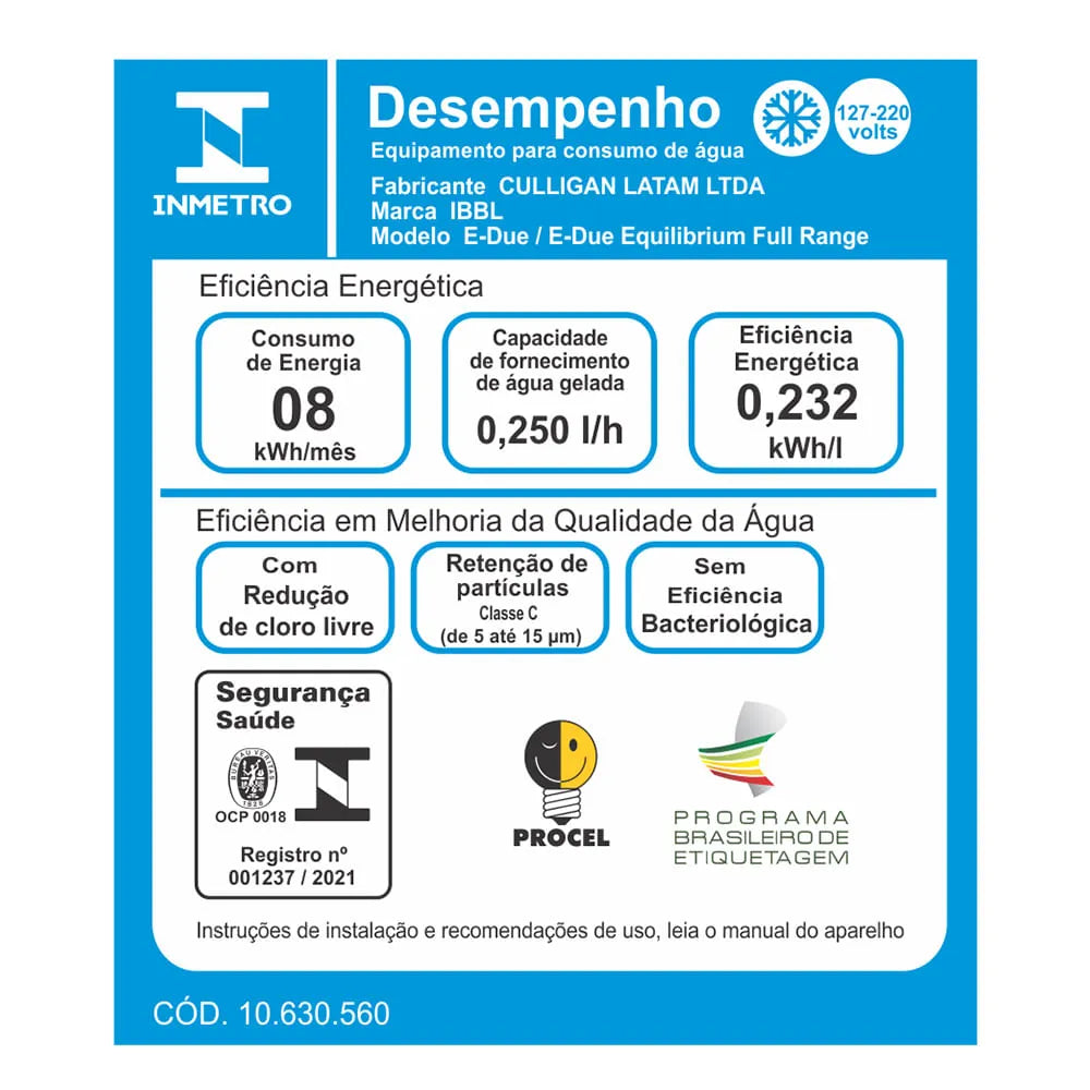 Purificador de Água E-Due Equilibrium Eletrônico Grafite Bivolt